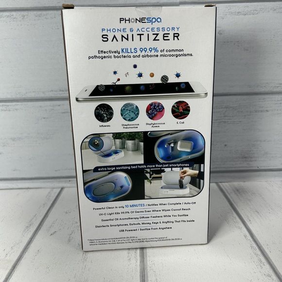 Phone Spa Phone & Accessory Sanitizer UV-C Light Disinfect Aromatherapy White - Picture 2 of 9